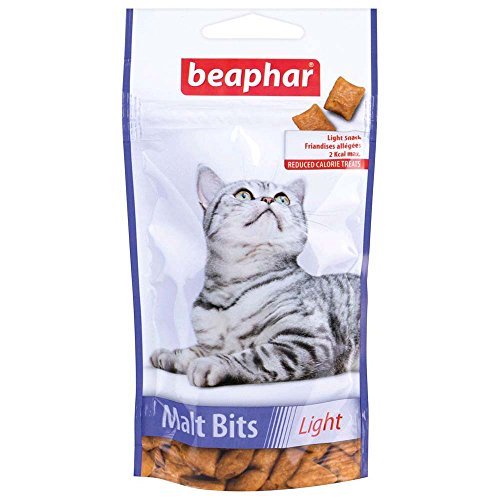 Beaphar – Malt bits Light, para Gatos – Ideal para Gatos con sobrepeso – 1 golosinas Contiene Menos de 2 kcal – Previene la formación de Bolas de Pelo – 35 g