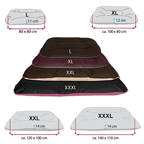 BedDog® Rex 2en1 Rosa/Negro XXL Aprox. 120x100x14cm colchón para Perro, 9 Colores, Cama, sofá, Cesta para Perro