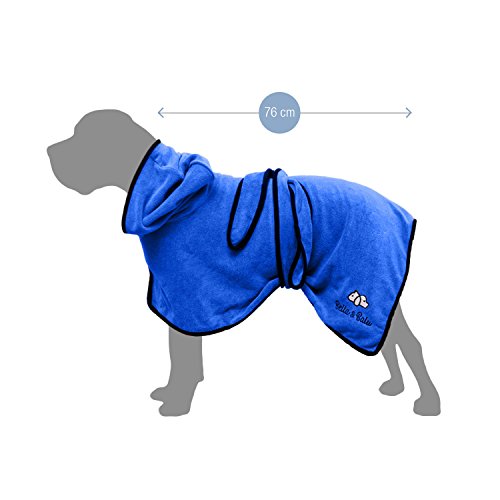 Bella & Balu Albornoz para perro XL de Microfibra Absorbente – Toalla para perros para secado tras el baño o el paseo bajo la lluvia (6 TALLAS - 3 COLORES)