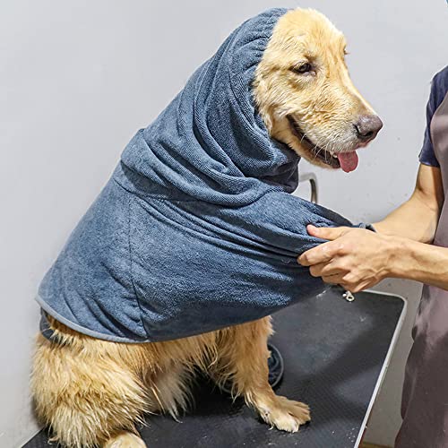 Beowanzk Albornoz de microfibra absorbente para perros, para perros medianos y grandes, accesorio para el baño, nadar o pasear bajo la lluvia (M)
