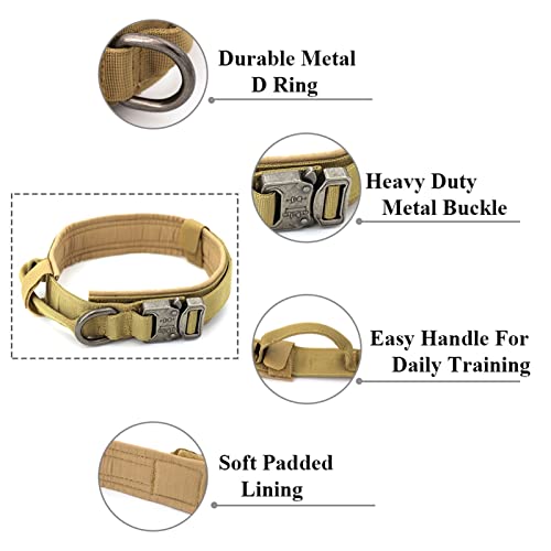 BHWXXMM Collar de Perro táctico, Collar de Nailon Ajustable, Hebilla y Mango de Metal Resistente para Perros medianos y Grandes, Collar de Perro de Entrenamiento táctico al Aire Libre