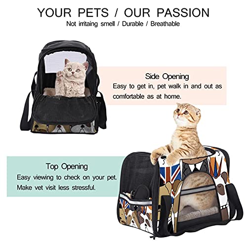 Bolsa portadora de viaje para gato, Bulldog Inglés portátil para mascotas, perro, gato, cachorro, aerolínea, aprobada, bolsa de transporte de viaje para mascotas con correa para el hombro