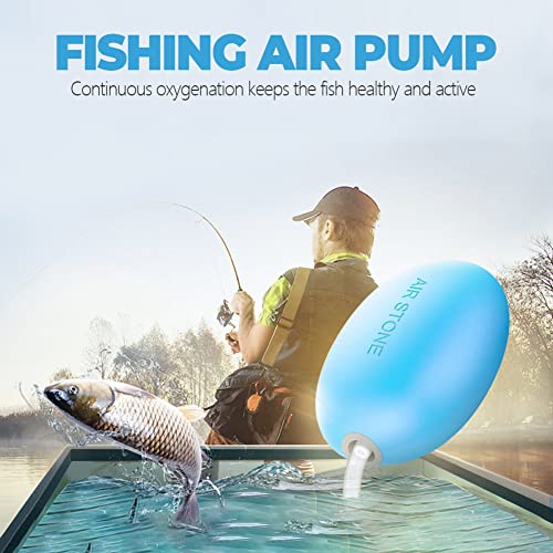 Bomba de aire de acuario Aireador de cebo silencioso de oxígeno portátil con piedra de aire, accesorio de tanque de peces para transporte de peces y uso de cortes de energía, azul