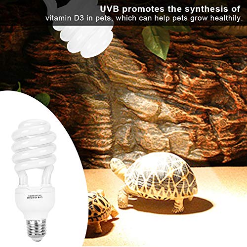 Bombilla UVB Reptil 26W Iluminación espiral compacta de Vivarium Suplemento de calcio Bombilla Lámpara de ahorro de energía para lagarto de tortuga anfibio(10.0-Adecuado para desiertos tipo)