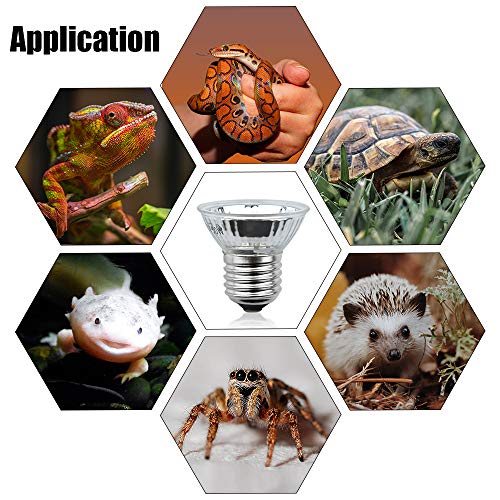 Bonlux Lámpara de calor E26/E27, 50 W, regulable, 220 V, UVA + UVB, espectro completo, lámpara solar 2700 K, reptil para tortuga, mascotas, reptiles, anfibios (4 unidades)