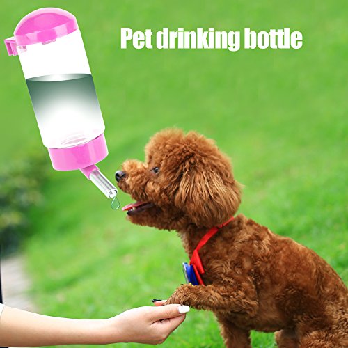 Botella de Agua automática, bebederos para Mascotas sin Goteo Boquilla de Bola Resistente a Fugas Conejo Perro Gato hervidor para Beber(Rojo)