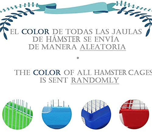 BPS Jaula Hámster Mini Casa Chalet para Hámster con Comedero Bebedero Rueda Color al Azar 22.5 x 22.5 x 17 cm (Forma Agudo) BPS-1327