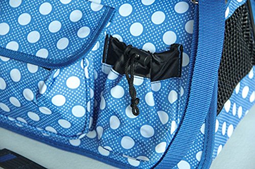 BPS (R) Portador Transportín Bolsa Bolso de Tela (Lunares) para Perro o Gato, Mascotas, Animales, Tamaño: L, 51 x 26 x 29 cm. (Azul Oscuro)