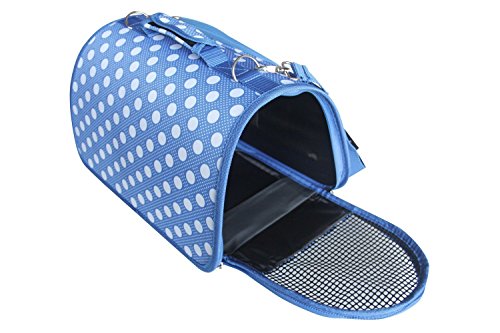 BPS (R) Portador Transportín Bolsa Bolso de Tela (Lunares) para Perro o Gato, Mascotas, Animales, Tamaño: L, 51 x 26 x 29 cm. (Azul Oscuro)