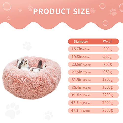 BVAGSS Cama de Felpa Deluxe Plush Redonda de Pelo Nido de Donut para Mascotas Deluxe para Gatos y Perros XH034 (Diameter:80cm, Bean Paste)