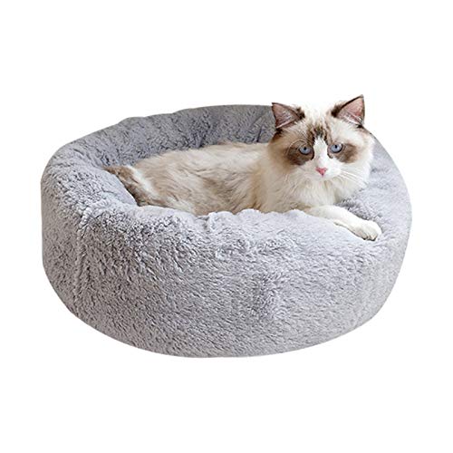 BVAGSS Cama para Mascotas Relajante Cama Redonda Nido Cálido para Gatos y Perros Pequeños XH029 (L, Light Grey)