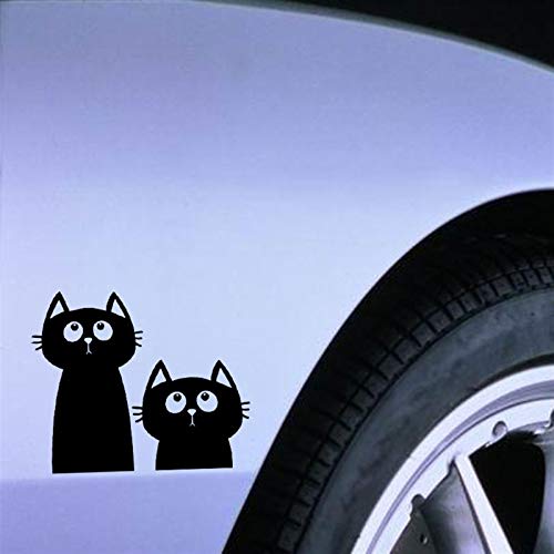 Calcomanía Dos gatos mirando hacia arriba Animal Pet Pet Vinyl Coche Pegatina Negro Plata (Color Name : Silver)