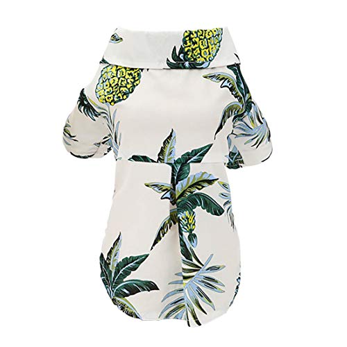 Camisa de Perro Ropa Camisa Casual de Hawaii Camisas de árbol de Coco Verano Fresco Seabeach Camiseta sin Mangas para Perro Pequeño Hawaii-Blanco,S