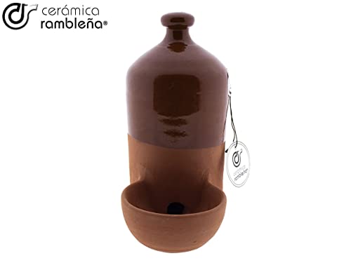 CERÁMICA RAMBLEÑA | Bebedero para perro | Bebedero para gatos | Bebedero gallinas barro rojo de La Rambla (Córdoba) | Filo miel | 100% Hecho a mano | 1 litro | ECO