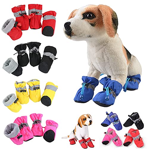 CHENGTAO 4 Unids/Set Empresa Impermeable Pet Mascotas Zapatos De Perro Antideslizante Lluvia Botas De Nieve Calzado Grueso Cálido Pequeño Gatos Cachorros Perros Perros Calcetines Botines Duradero