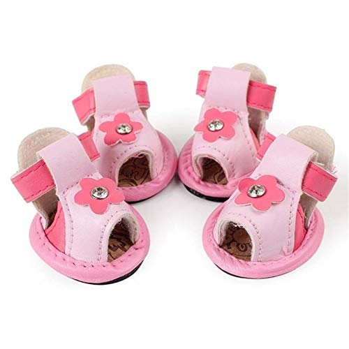 CHENGTAO PU del Perro Casero Botas Zapatos Sandalias del Color del Caramelo For Mascotas Antipatinaje Los Accesorios del Perro Duradero (Color : Pink, Size : 3 Size)