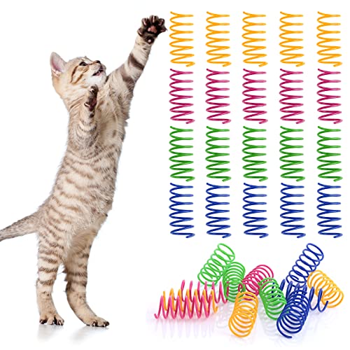 cobee Cat Spring Toys 20pcs Gatito Colorful Spring Cat Toy Bobina de plástico sin BPA Resortes en espiral Juguete interactivo Bobina de plástico Resortes en espiral Interactivo para gatito gato