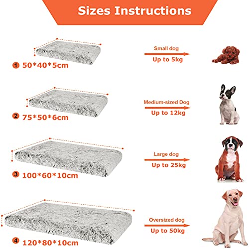 Colchón ortopédico grande de espuma viscoelástica para perro, cama mullida de felpa para perro, cama para mascotas antiansiedad, calmante, cama desmontable y lavable (120 x 80 x 10 cm, café)