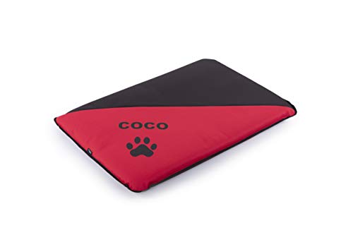 Colchoneta Personalizada para Perros - Impermeable y Resistente - Colchón para Perro Grande, Pequeño y Mediano - Exterior e Interior - Cama Antimordeduras (L - 105 x 75 x 6 CM, Rojo)