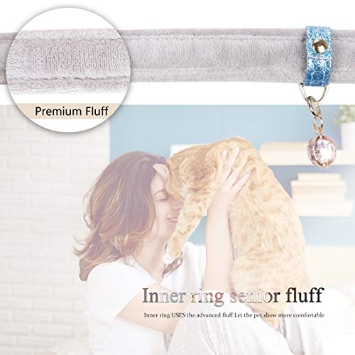 Collar de perro PetsHome, collar de gato, cuero sintético de primera calidad, ajustable, 27 a 33 cm, collar de perro con brillantes y colgante pequeño Bling-Blue