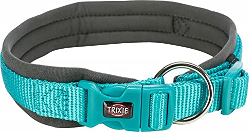 Collar Trixie PREMIUM, acolchado de neopreno, L-XL: 56-62 cm/25 mm, ocean/graphite, nylon, collares, cabestros, perros