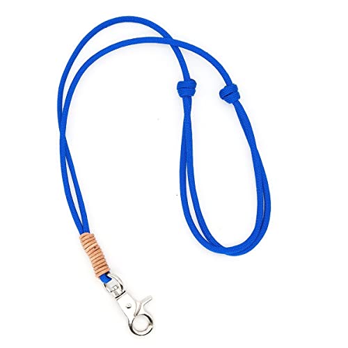 Correa para el cuello con mosquetón pequeño para silbato o llaves, color azul, ajustable, varios diseños, hecha a mano (compatible con el silbato para perros Acme)