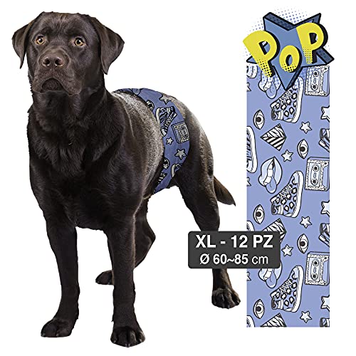 Croci Dog Nappy - Faja Absorbente para Perros Macho Pop XL Ø 60 – 85 cm, 12 Unidades – 480 g