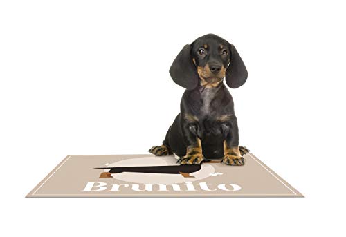 Deco&Fun - Alfombra vinílica para Mascotas B 70x50 Teckel - Tapete para Mascotas Personalizado -Alfombra Personalizada Mascota - Tapete para comedero - Tapete para Perros
