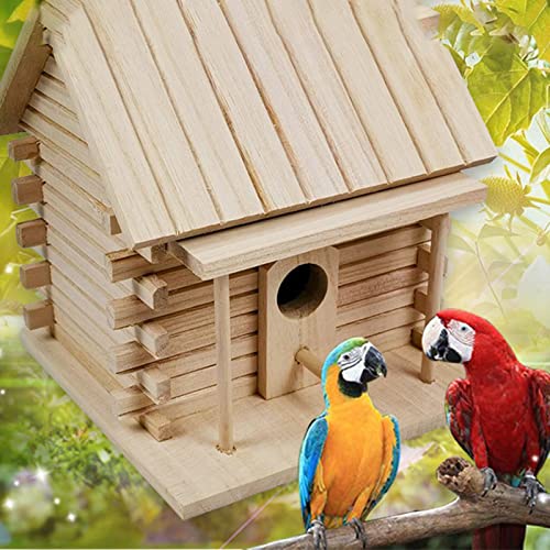 DERCLIVE Casa de pájaros de madera Nido de anidación Caja de calor Estación de cría Casa Pájaros Jaula de aviario para Budgies
