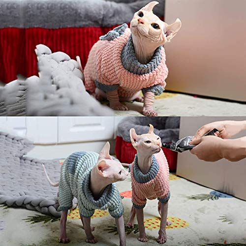 DHGTEP Ropa para Gatos Suéter Acolchado Gato Sin Pelo Conjunto de Suéteres de Invierno, Moda Abrigo Cuello Alto para Gatos Pijamas para Gatos y Perros Pequeños (Color : Blue, Size : X-Large)