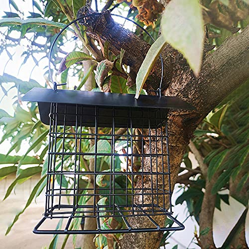 Dingyue Alimentador de pájaros resistente al óxido y a los rayos UV de malla de metal al aire libre Criador de aves silvestres con alambre colgante