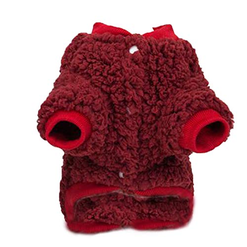 Disfraz de cachorro de cordero abrigo de cachemira chaqueta cálida de invierno suéter cálido para perros pequeños medianos cachorros gato (S rojo)