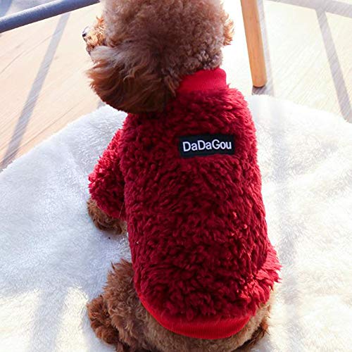 Disfraz de cachorro de cordero abrigo de cachemira chaqueta cálida de invierno suéter cálido para perros pequeños medianos cachorros gato (S rojo)