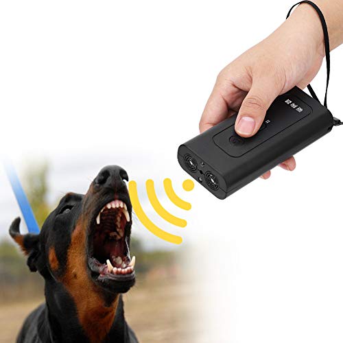 Dispositivo de control de ladridos de perros anti-ladridos Entrenador de perros de mano Detector de ladridos de perros de parada ultrasónica con luces LED dobles y correa de hombro recargable
