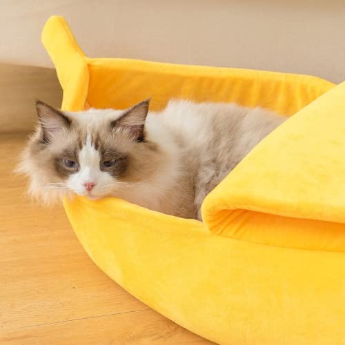 Divertido plátano gato cama casa lindo acogedor gato Mat camas caliente durable portátil mascota cesta perrera perro cojín gato suministros multicolor