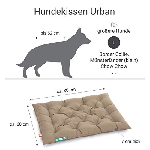 Doctor Bark Cojín para perros Urban – Cama ortopédica para perros – Lavable hasta 95 °C – Robusto para interior – Colchón para perros – Fabricado en Alemania (L – 80 x 60 cm, marrón dorado)