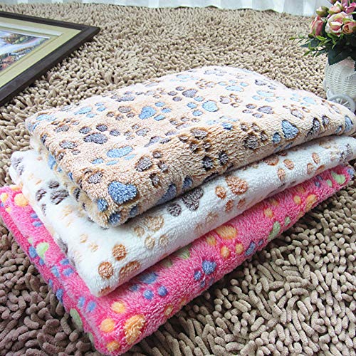 Dontdo manta cálida gruesa toalla suave manta colchón lindo cachorro gatito perro gatos manta manta polar manta alfombra alfombra arroz blanco M