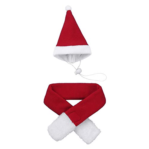 dPois Disfraz de Navidad para Mascotas Gatitos Perritos Pequeños Sombrero Bufanda Abrigo de Polar Cálido Dulce Regalo Festivo para Navidad Rojo B One Size
