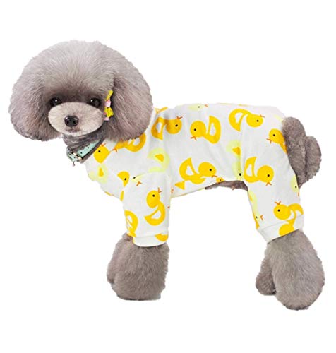 Ducomi Piji - Pijama para perros de algodón de talla pequeña y mediana - Pijama para gatos con 4 patas - Conjunto de disfraz de animales domésticos - Disfraz de Halloween, carnaval (Duck, XL)