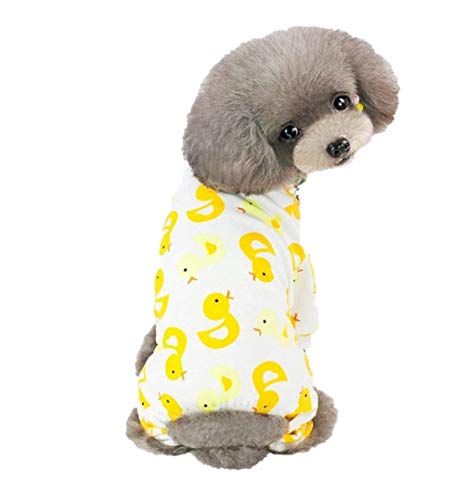 Ducomi Piji - Pijama para perros de algodón de talla pequeña y mediana - Pijama para gatos con 4 patas - Conjunto de disfraz de animales domésticos - Disfraz de Halloween, carnaval (Duck, XL)