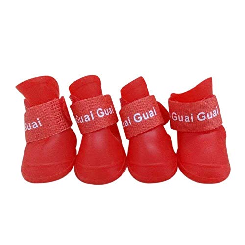 Ducomi Zampette - Zapatillas Impermeables para Perros - Cómodas y Fáciles de Poner - Protegen Las Patas de tu Mascota - Reducen el Riesgo de Infecciones en Caso de Heridas (M, Rojo)