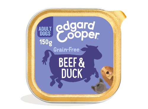 Edgard & Cooper Pienso para Perros Adultos Comida Humeda Natural 11x150g Ternera y Pato Fresco, Alimento Sano, Sabroso y Equilibrados