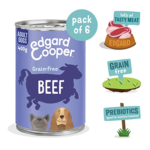 Edgard & Cooper Pienso para Perros Adultos Comida Humeda Natural 6x400g Carne de Ternera Fresco, Alimento Sano, Sabroso y Equilibrado, Proteínas