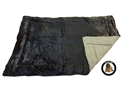 Ellie-Bo - Colchón Reversible de Tweed y Pelo sintético para Jaula o transportín para Perros, tamaño XXL (122 cm), Color Negro