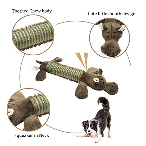 EONAZE Juguetes con Sonido para Perros Juguetes de Peluche para Cachorros Pequeños Juguete interactivos Regalos para Perro con Chirriador (Hipopótamo)