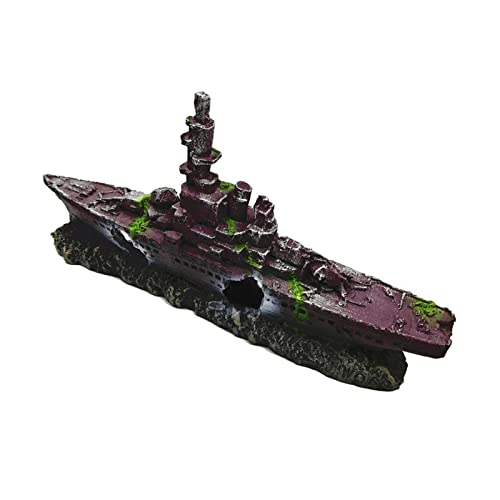 Esenlong Gran resina pecera paisaje decoración naufragio barco pirata acuario ornamento grande barco hundido