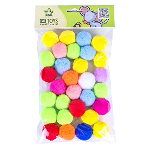 Exuberanter Bolas de gato suaves - Coloridas de felpa para arañar bolas de Mascotas Masticar Juguetes de la Bola Resistente a la Mordedura Juguetes de Entrenamiento de Color Bouncy Bolas 30