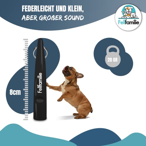 Fellfamilie ® Silbato de alta frecuencia para perros – Silbato ideal para entrenamiento y viajes, incluye una práctica correa para el cuello, color negro