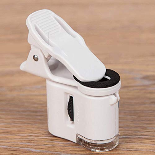 FENGMEI 60X Mini microscopio de la cámara del teléfono portátil con Clip de joyería LED Antigüedades identificación Lupa Lupa Lupa