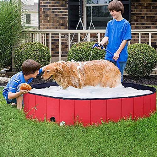 FFKL Red Plegable Plástico Duro Perro Mascota Baño Piscina Piscina Collapsable Perro Mascota Piscina Bañera Bañera Piscina para Niños Mascotas Perros Gatos,Red